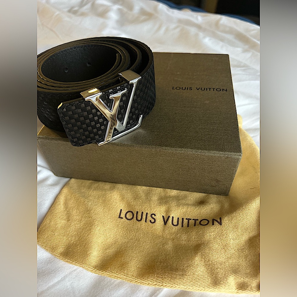 LV Initiales Belt Suede Calfskin Mini Damier 42inches